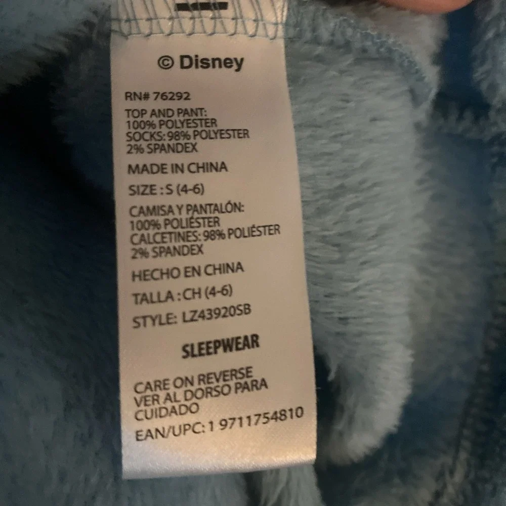 Disney Stitch Kids Furry Embroidered Sleep Wear Top Sweat Shirt‎ Small 4-6 Soft